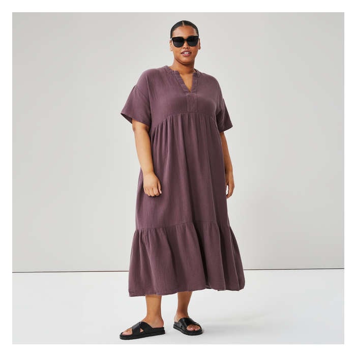 Aux Femmes Robe maxi en gaze de coton Femmes+ - Violet Foncé